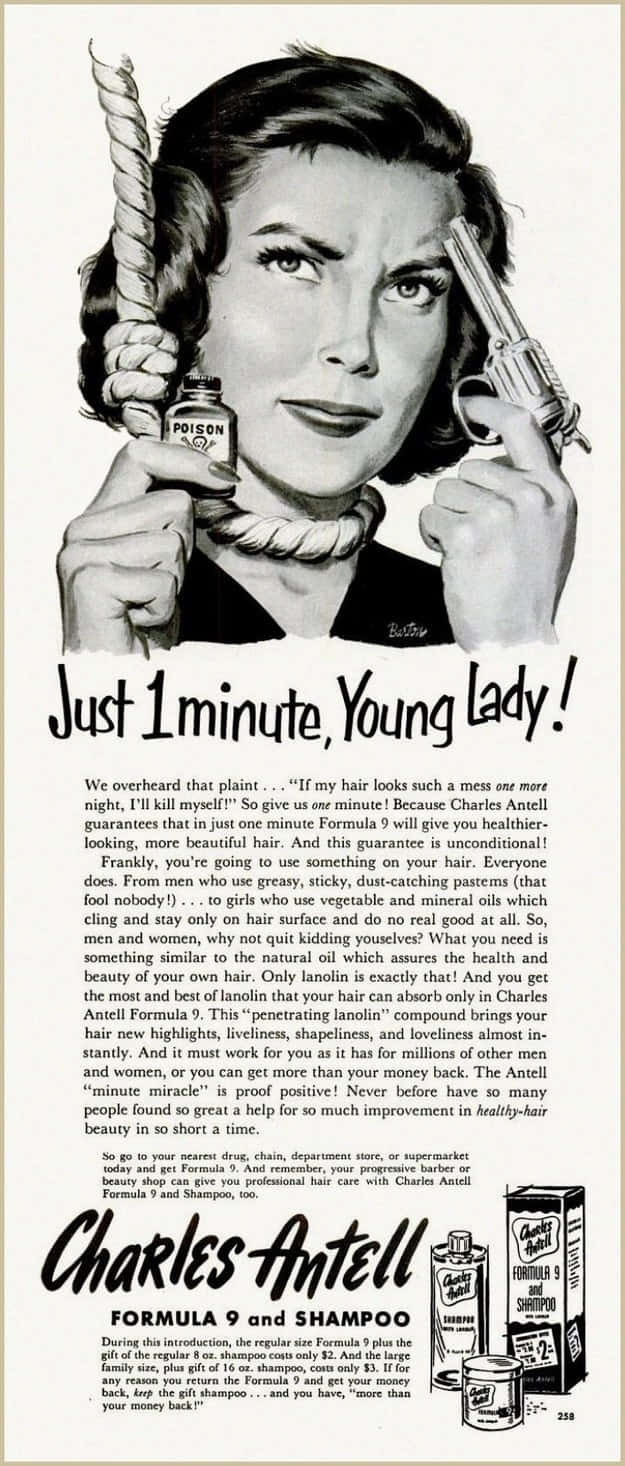 Vintage Haircare Ad Poison Gun Wallpaper