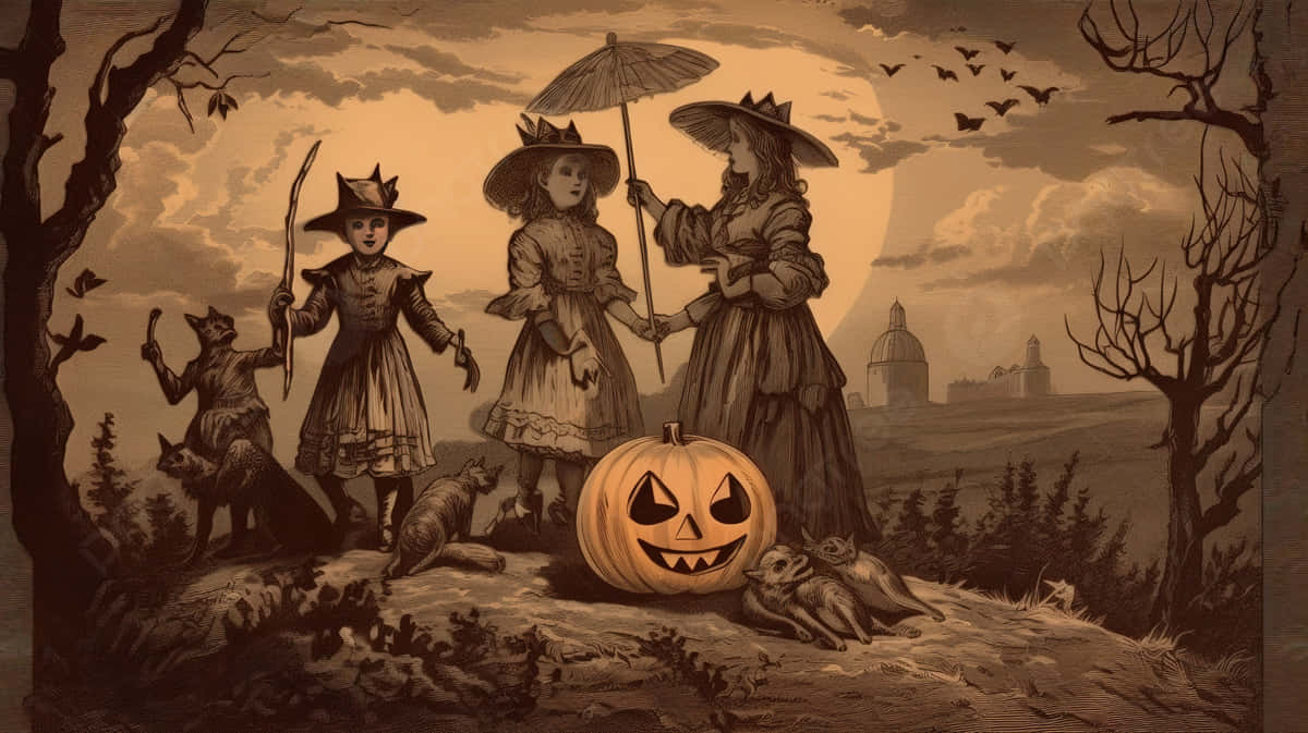 Vintage Halloween Celebration Wallpaper