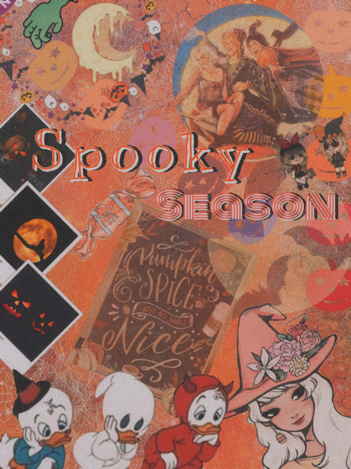Vintage Halloween Collage Spooky Season Wallpaper