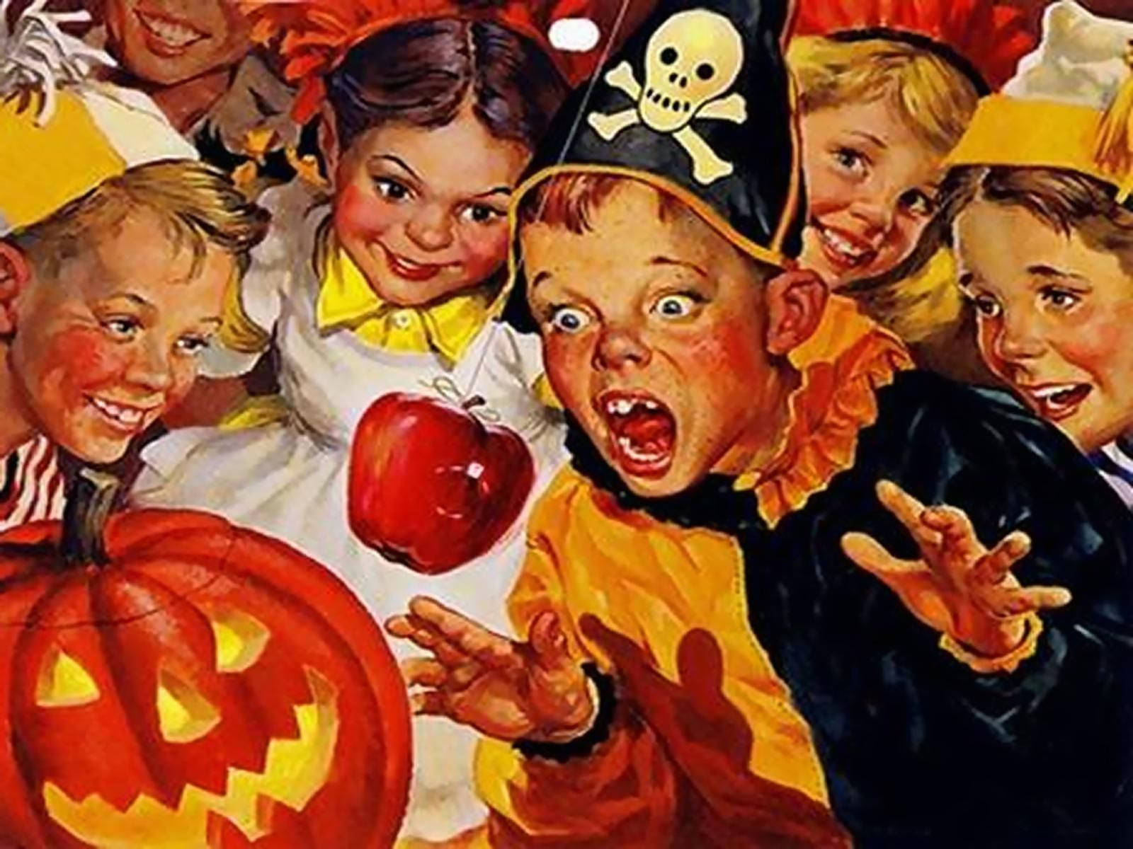 Vintage Halloween Kids Party Wallpaper