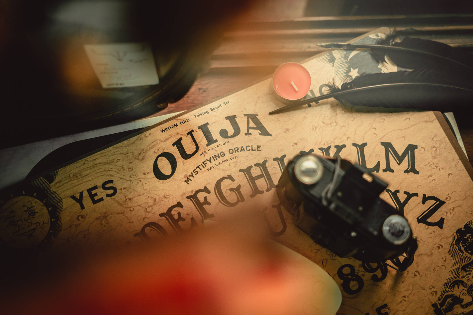 Tavola Ouija Vintage Per Halloween Sfondo