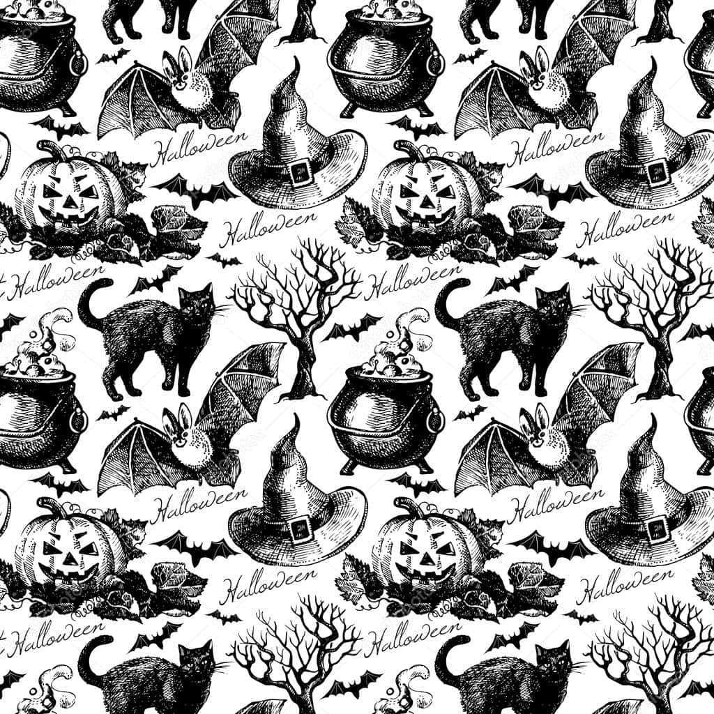 Vintage Halloween Pattern Wallpaper