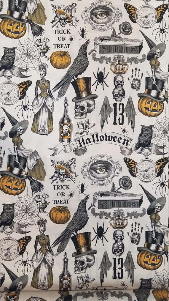 Vintage Halloween Patterni Phone Wallpaper Wallpaper