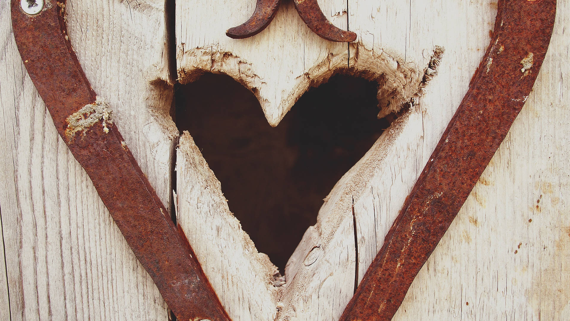 Vintage Heart Carved Out Of Wood