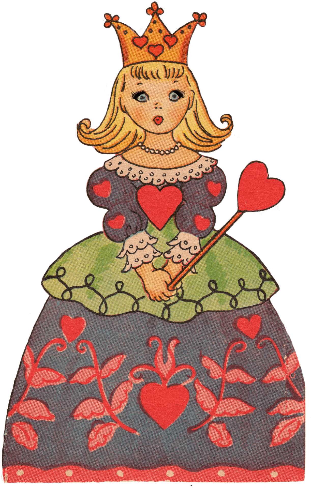 Vintage Heart Queen Illustration PNG