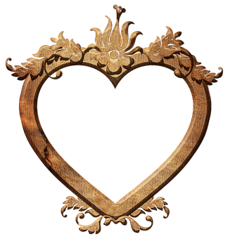 Vintage Heart Wooden Frame PNG