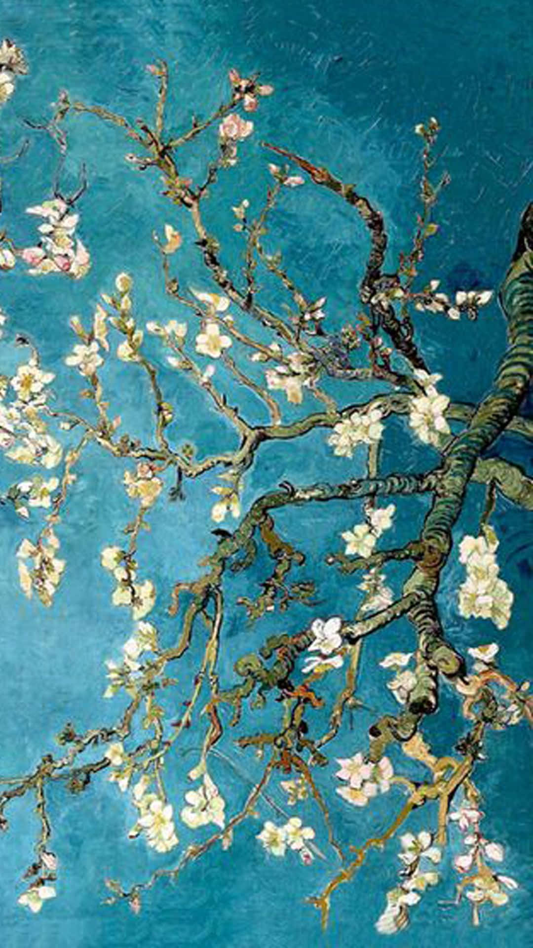 A Painting Of An Almond Tree With Blossoms Wallpaper