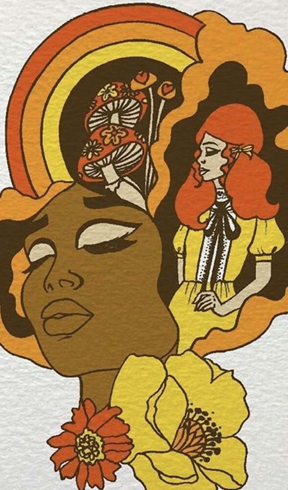 Ästhetisches,retro-inspiriertes Mädchen, Hippie-stil Wallpaper