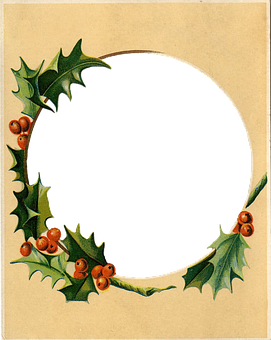 Vintage Holly Frame Graphic PNG