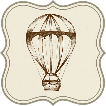 Vintage Hot Air Balloon Illustration PNG