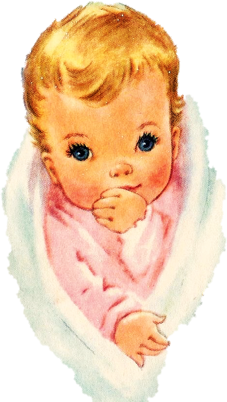 Vintage Illustrated Baby PNG