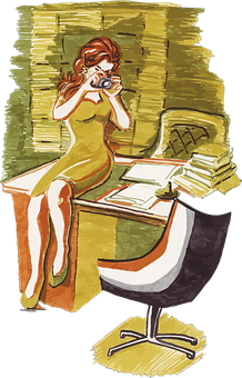 Vintage Illustration Photographerat Desk PNG