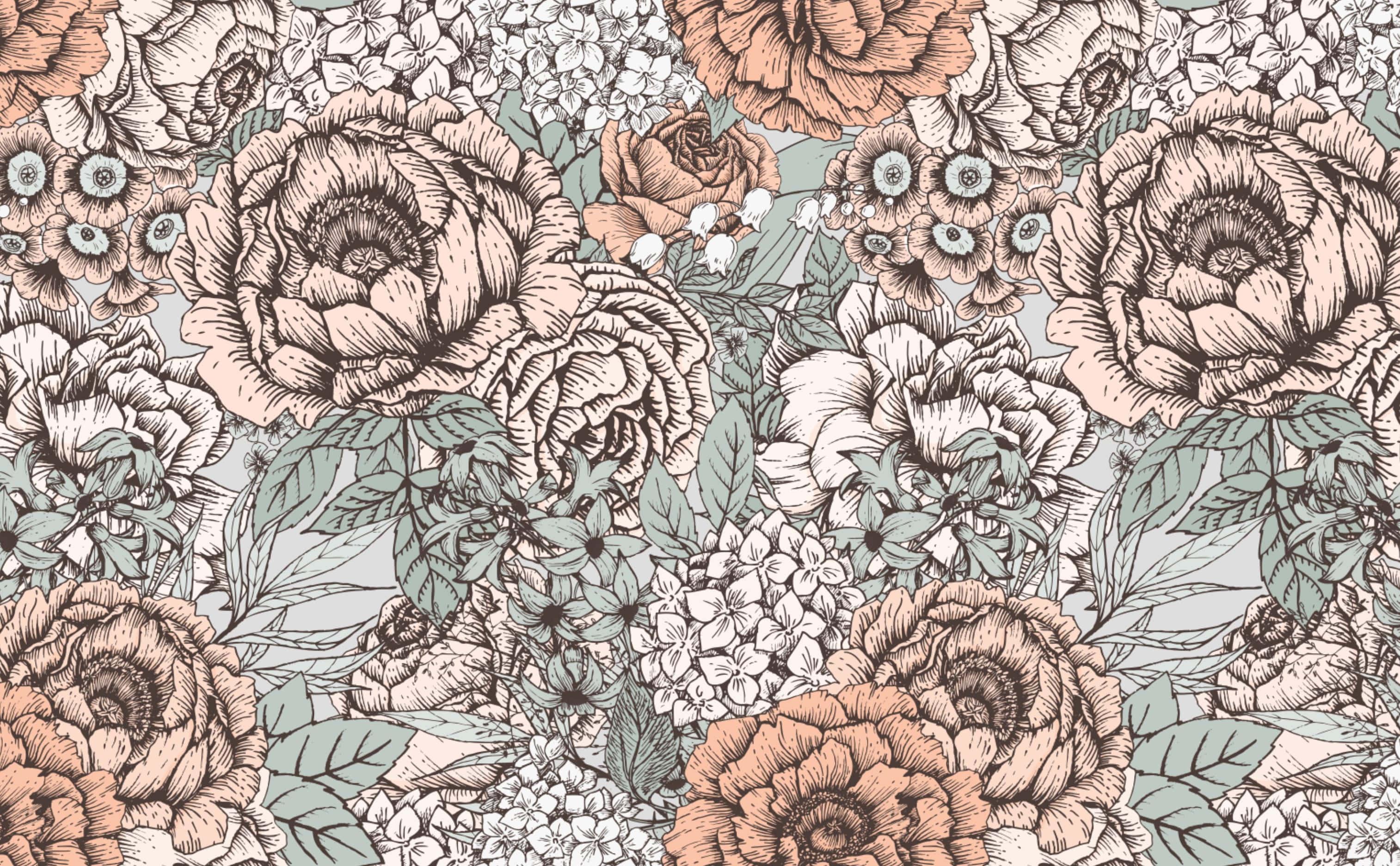 Vintage Inspired Blossom Pattern Wallpaper Wallpaper