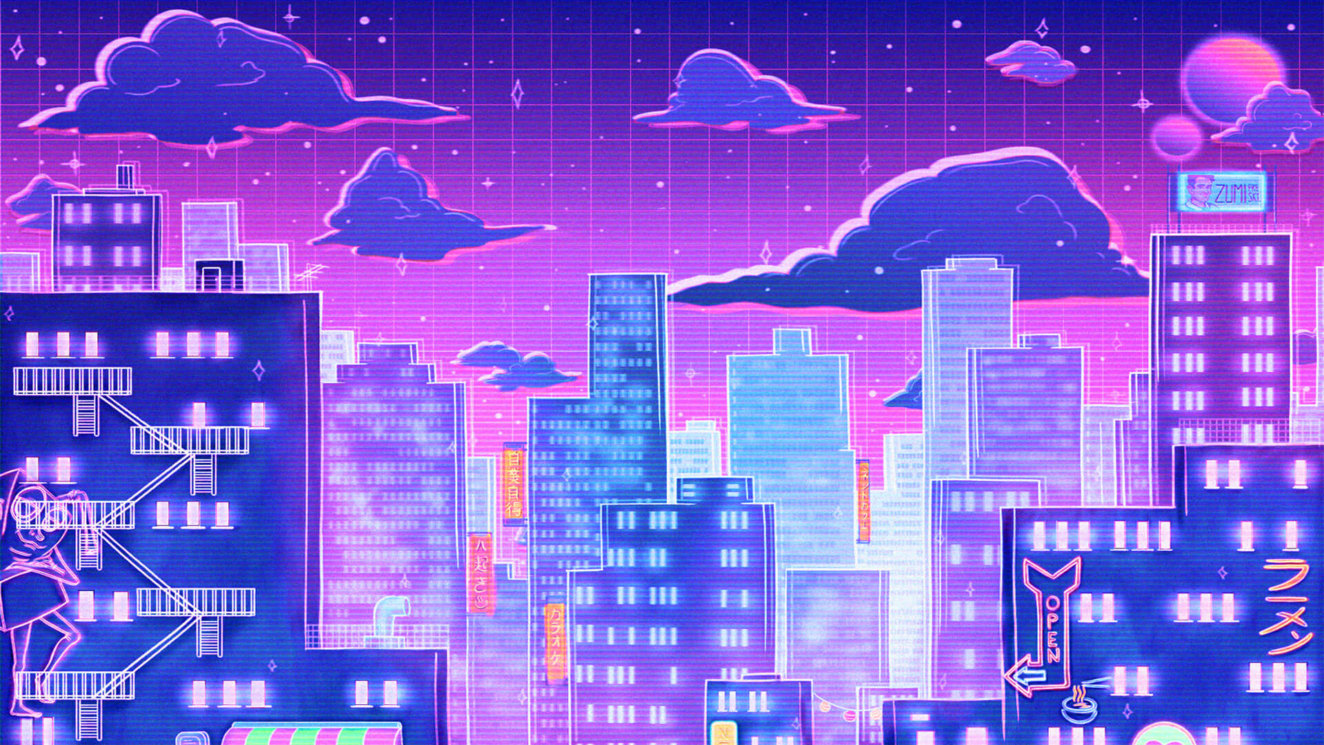 Vintage Inspired City Skyline At Twilight Wallpaper