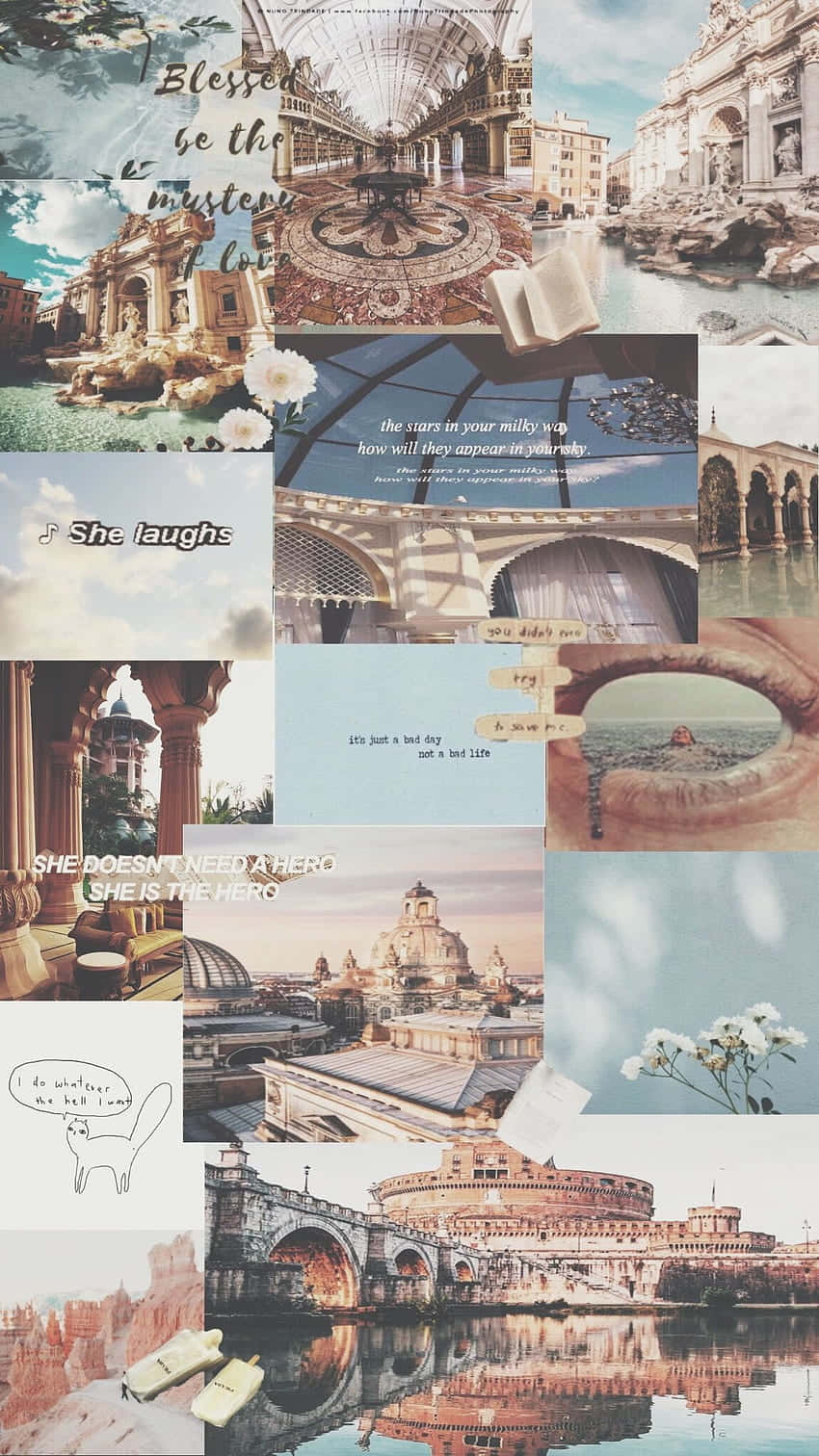 Vintage Inspired Collage Aesthetic Wallpaper