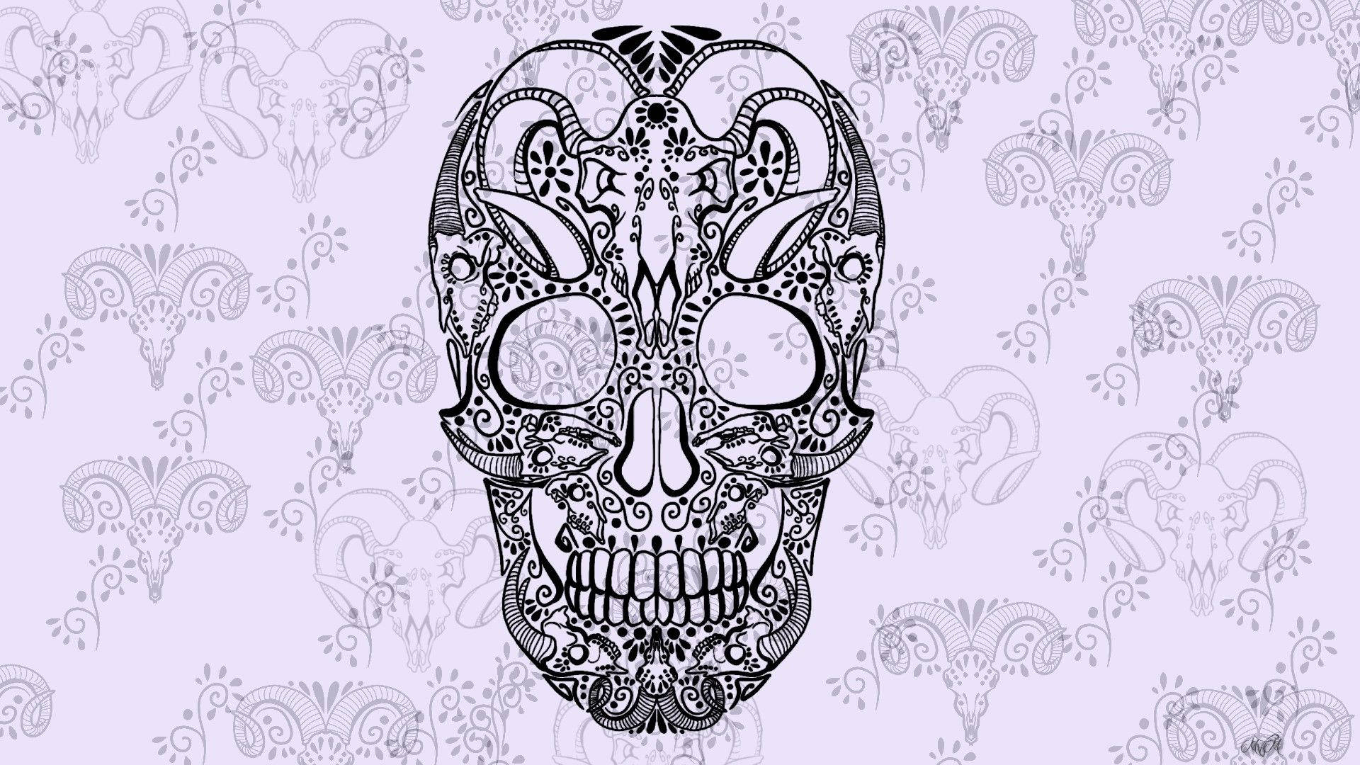 Vintage-Inspired Sugar Skull Artwork Wallpaper