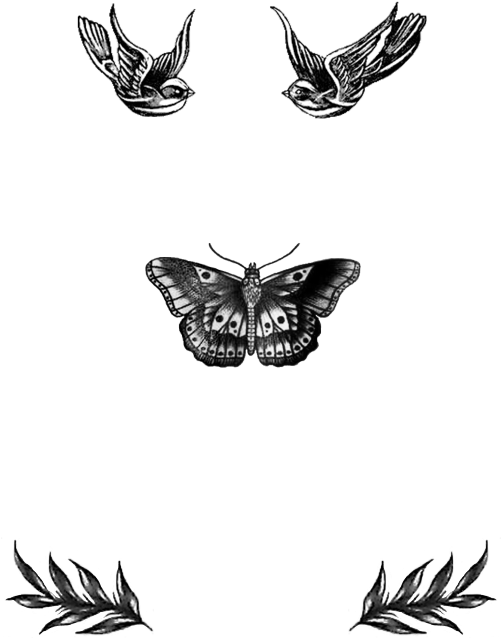 Vintage Inspired Swallow Butterfly Tattoo Design PNG