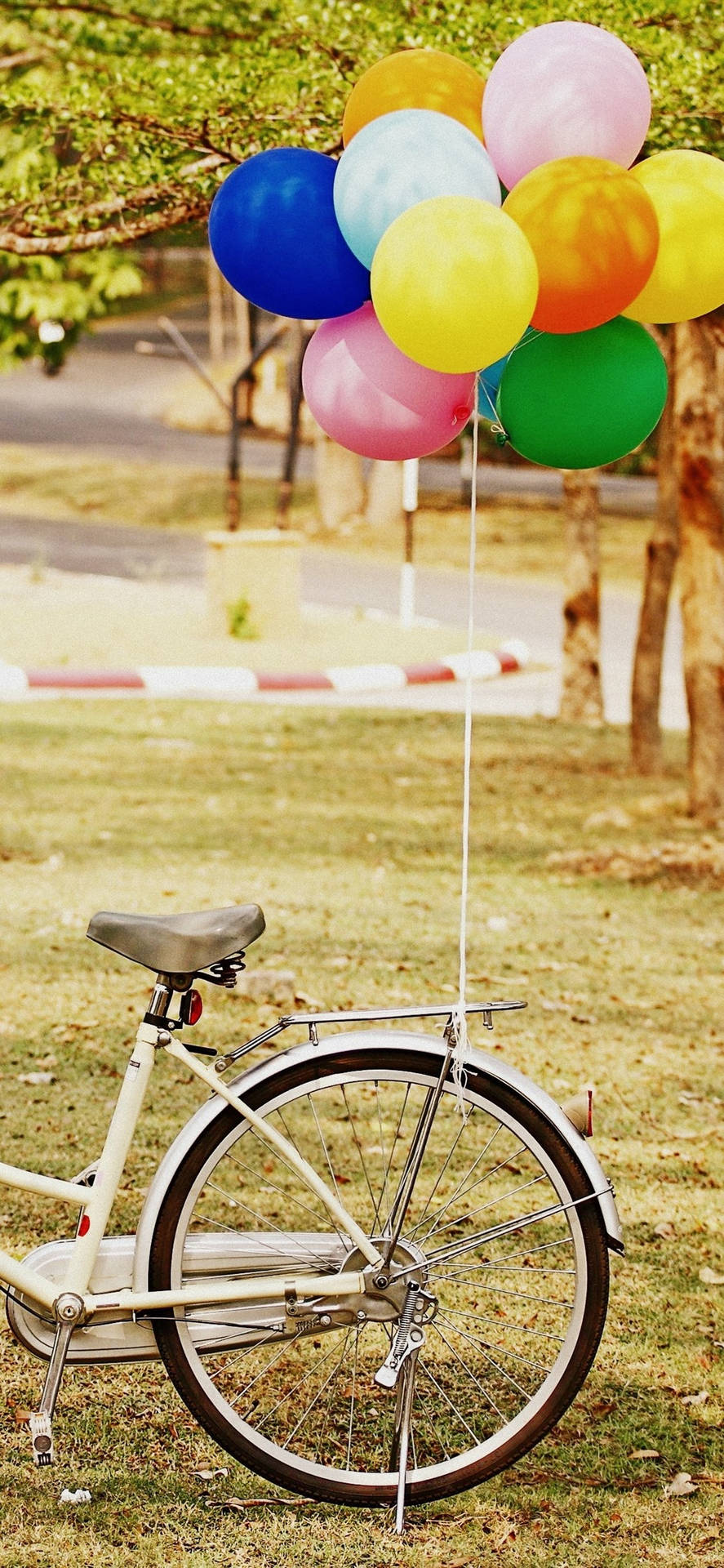 Vintage Iphone Aesthetic Balloons And Bicycle Background