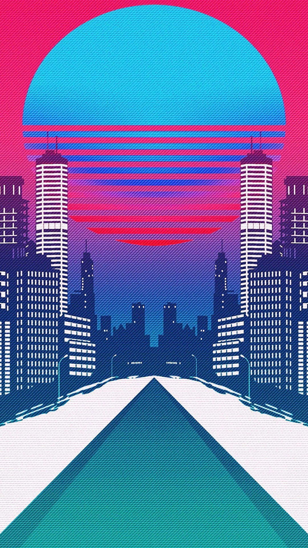 Vintage iPhone Retro Wave Tall Buildings Wallpaper