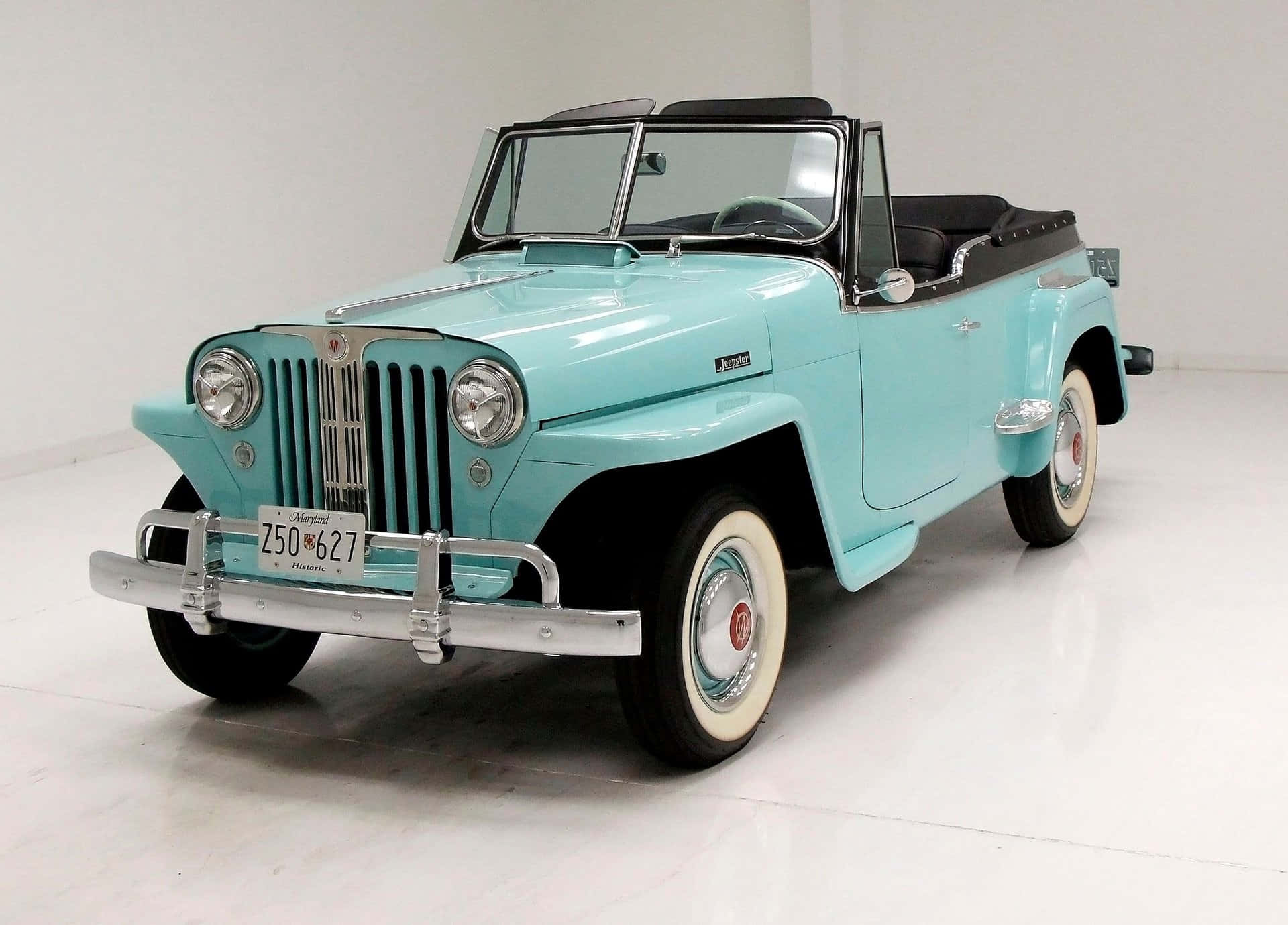 Vintage Jeepster In Wilderness Wallpaper