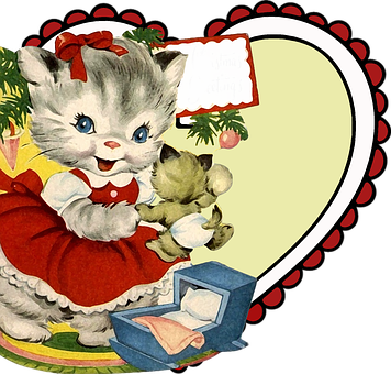 Vintage Kitten Playing Dress Up PNG