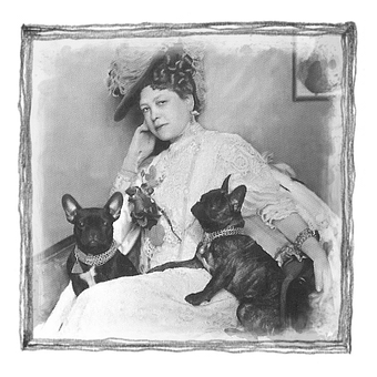 Vintage Ladywith French Bulldogs PNG