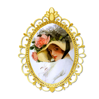 Vintage Ladywith Roses Portrait PNG