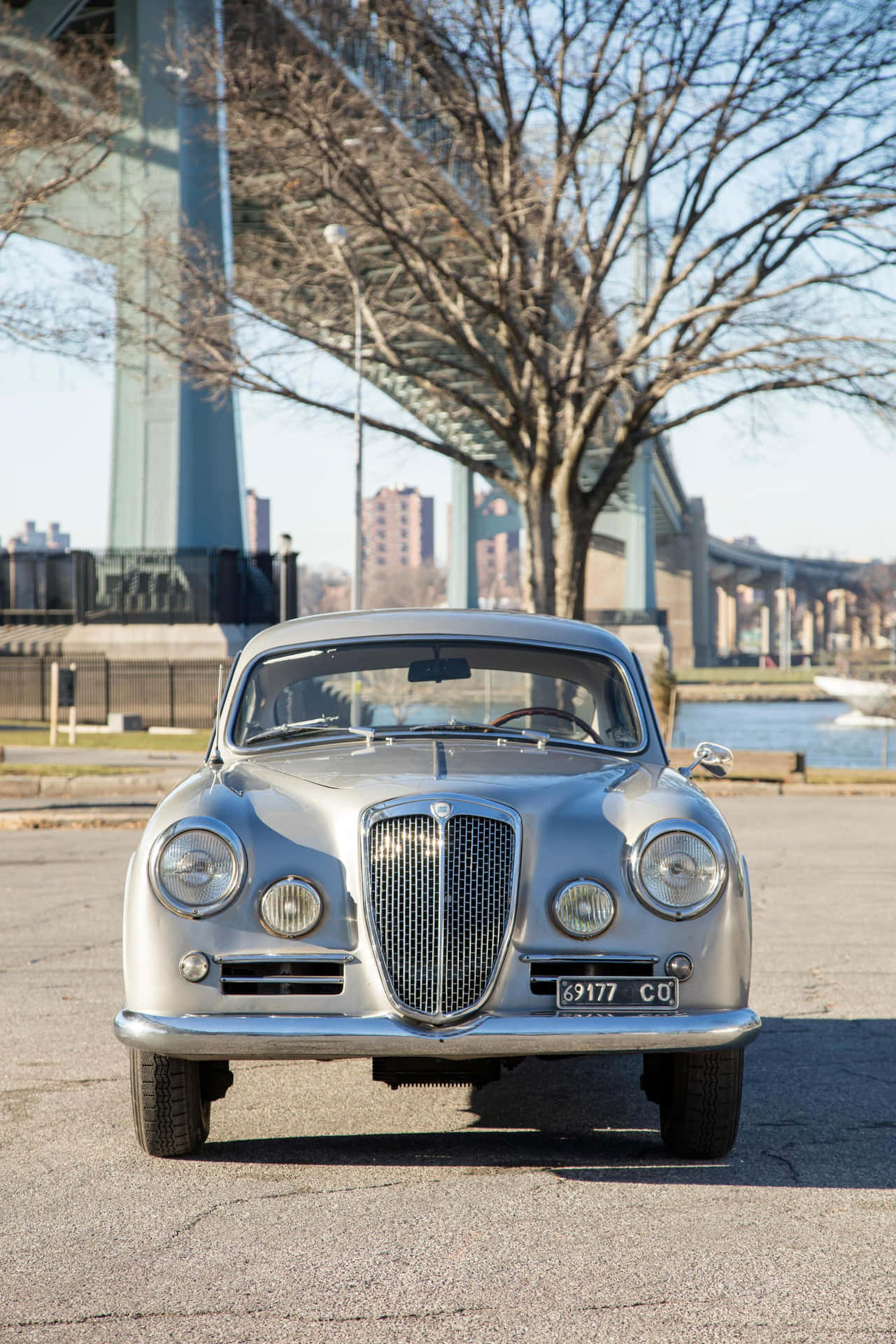 Vintage Lancia Aprilia Stedelijke Achtergrond Achtergrond