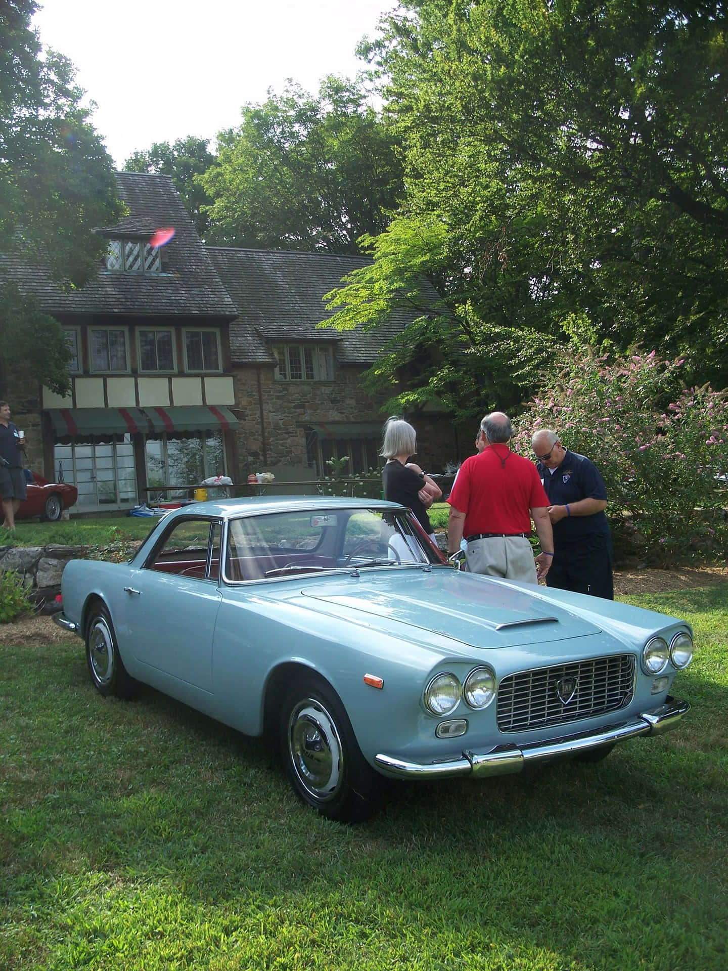 Vintage Lancia Flaminia Coupe Buiten Tentoonstelling Achtergrond