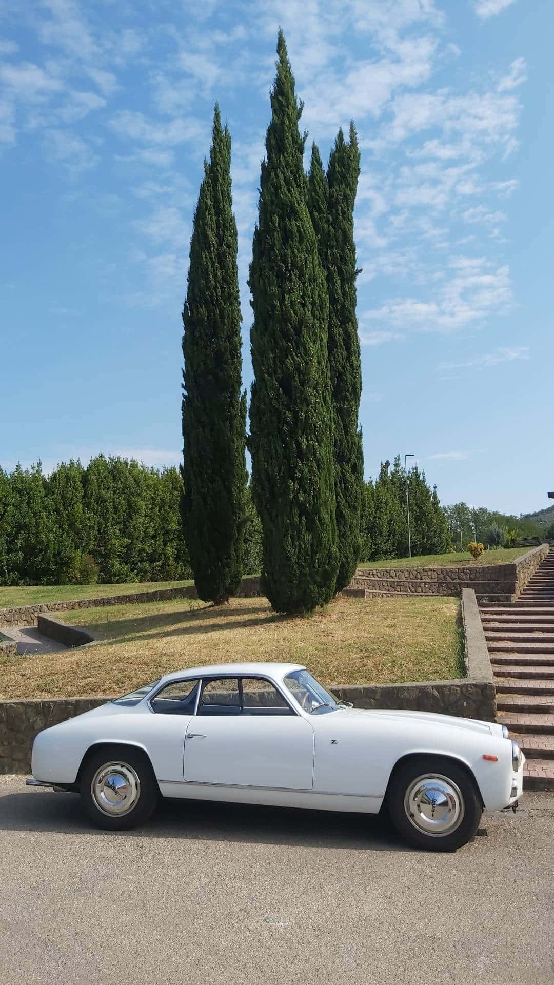 Vintage Lancia Flaminia Coupe Geparkeerd Buiten Achtergrond