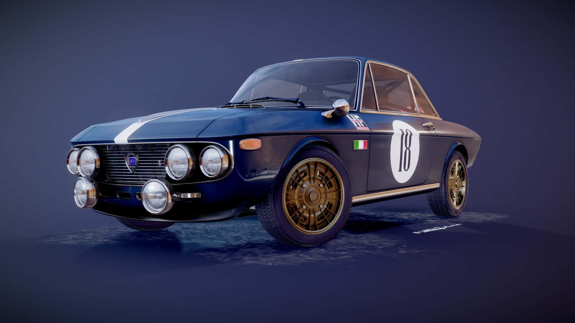 Mobil Balap Vintage Lancia Nomor 18 Wallpaper