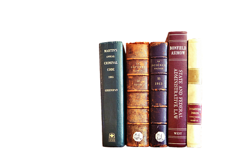 Vintage Law Bookson Shelf PNG