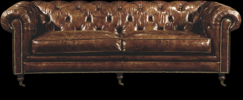 Vintage Leather Chesterfield Sofa PNG