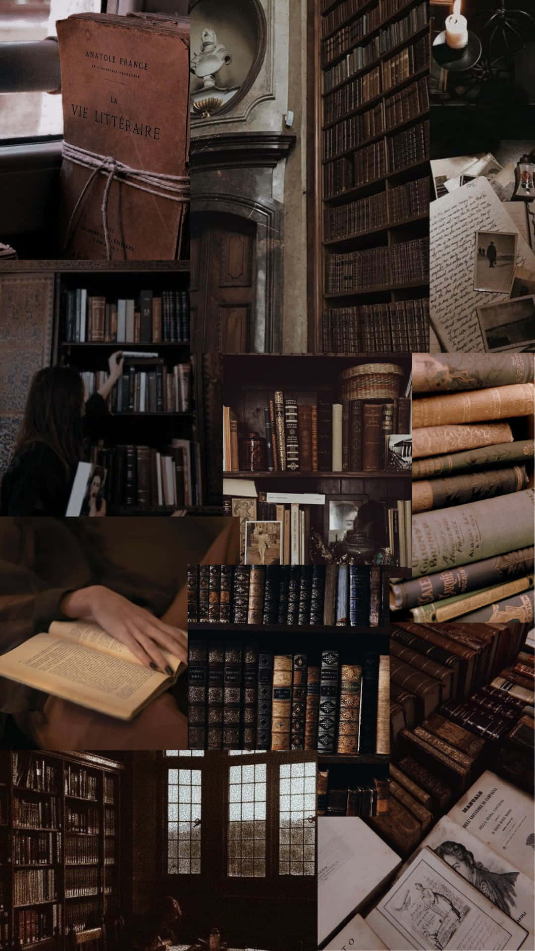Vintage Library Collage Wallpaper