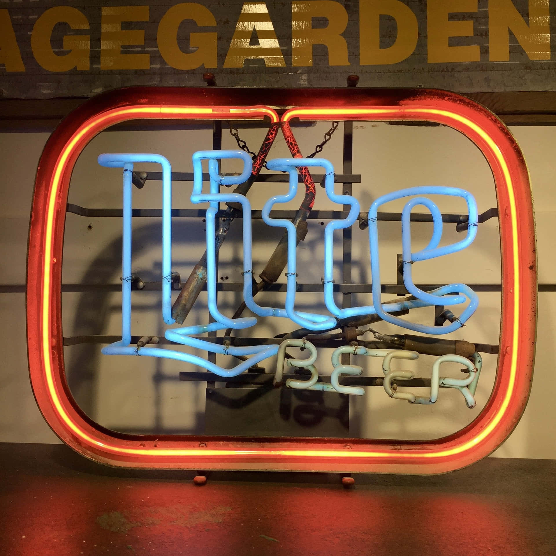 Vintage Lite Beer Neon Bord Achtergrond