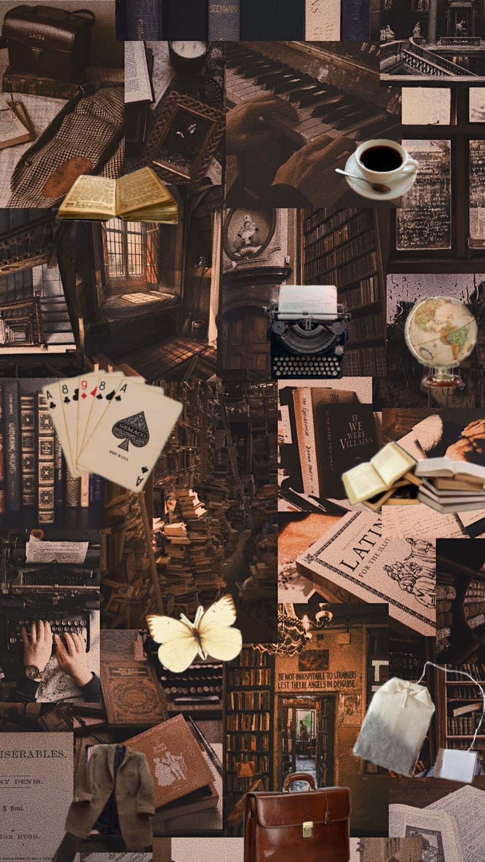 Vintage Literary Collage Dark Aesthetic.jpg Wallpaper