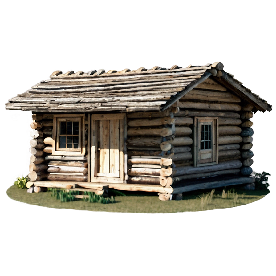 Vintage Log Cabin Structure Png 06122024 PNG