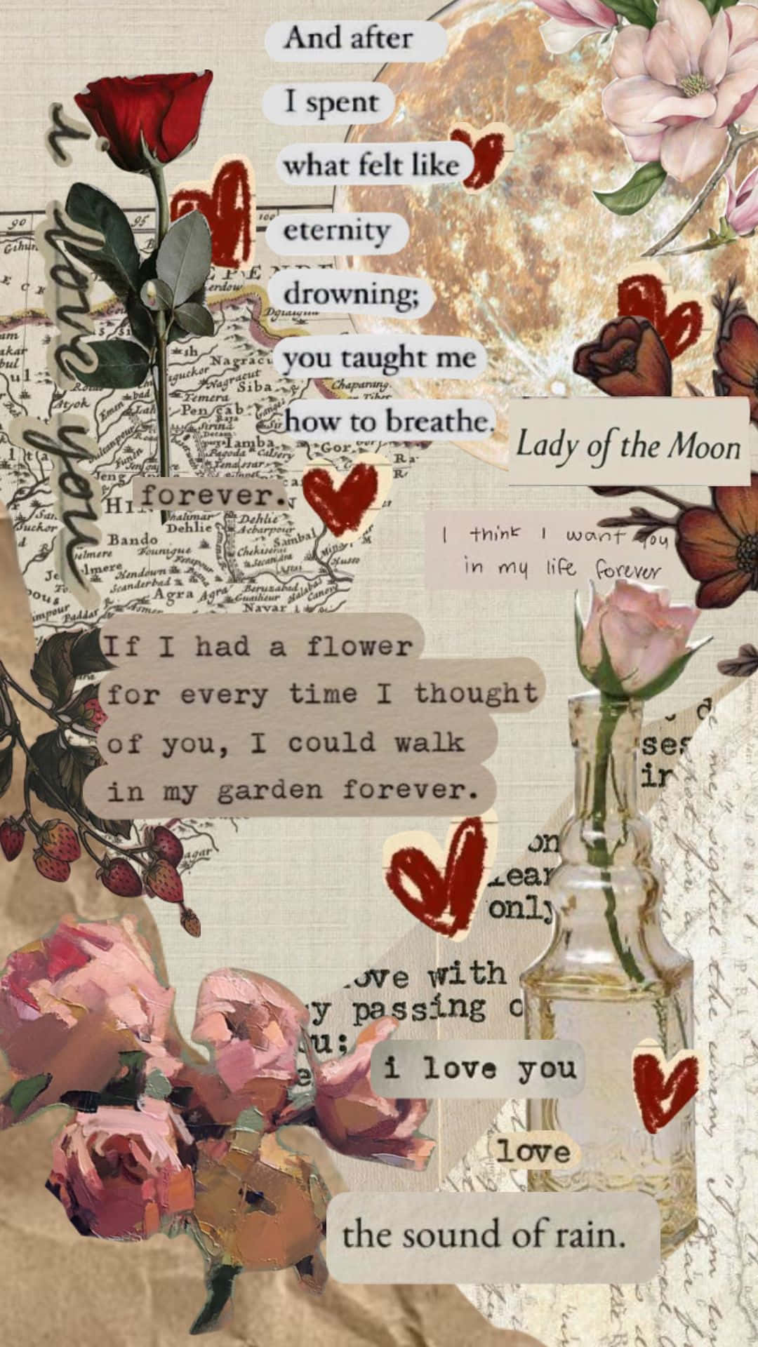 Vintage Love Letter Collage Wallpaper