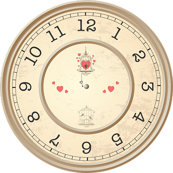 Vintage Love Themed Clock PNG