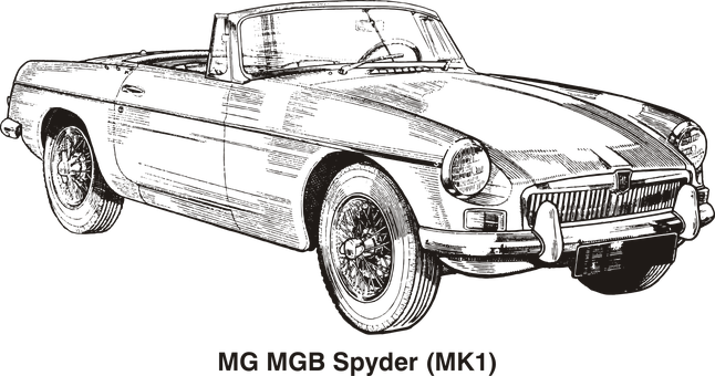 Vintage M G M G B Spyder Outline PNG