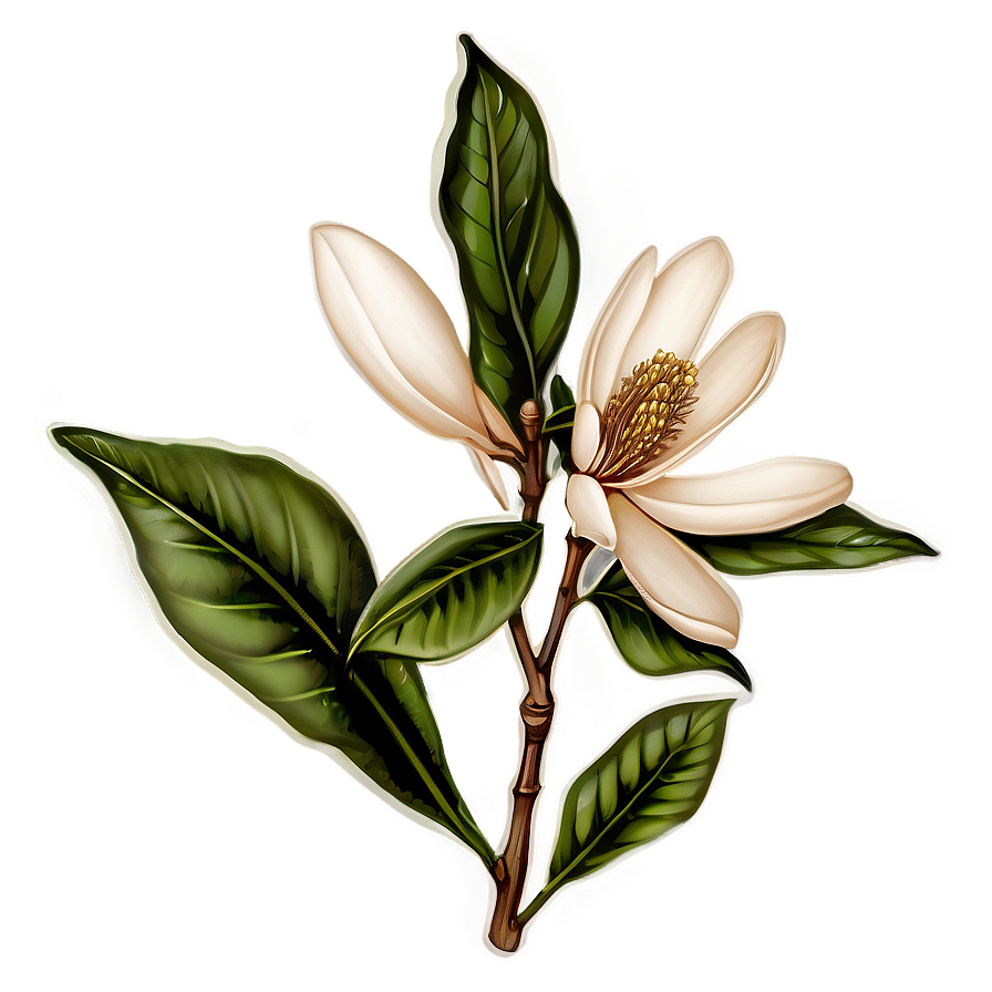 Vintage Magnolia Flower Sketch Png 06252024 PNG