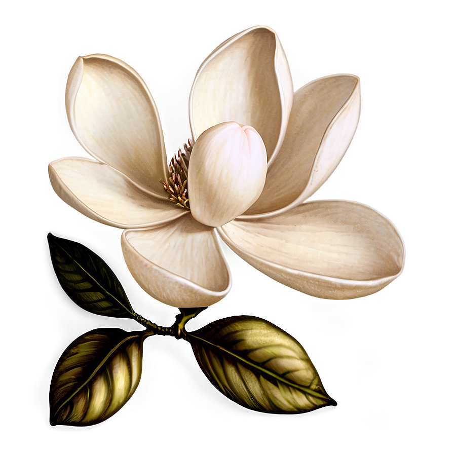 Vintage Magnolia Flower Sketch Png Pdr39 PNG