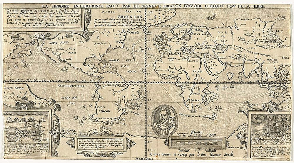 Vintage Mapof Arctic Explorationby Sir Francis Drake Wallpaper