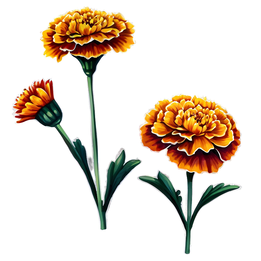 Vintage Marigolds Png 06132024 PNG