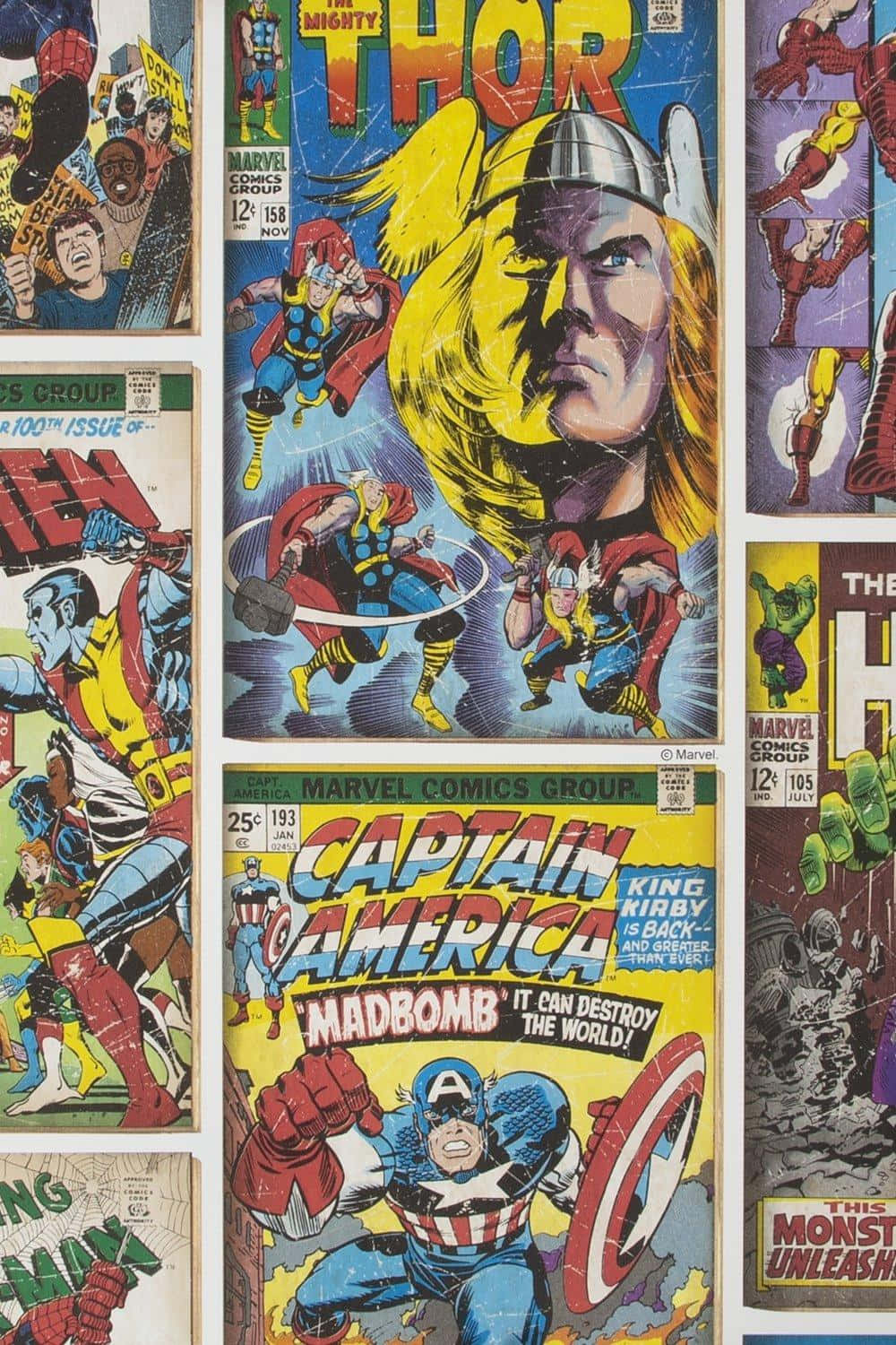 Vintage Marvel Comics Collage Wallpaper