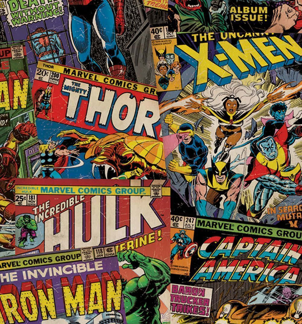 Vintage Marvel Comics Collage Wallpaper