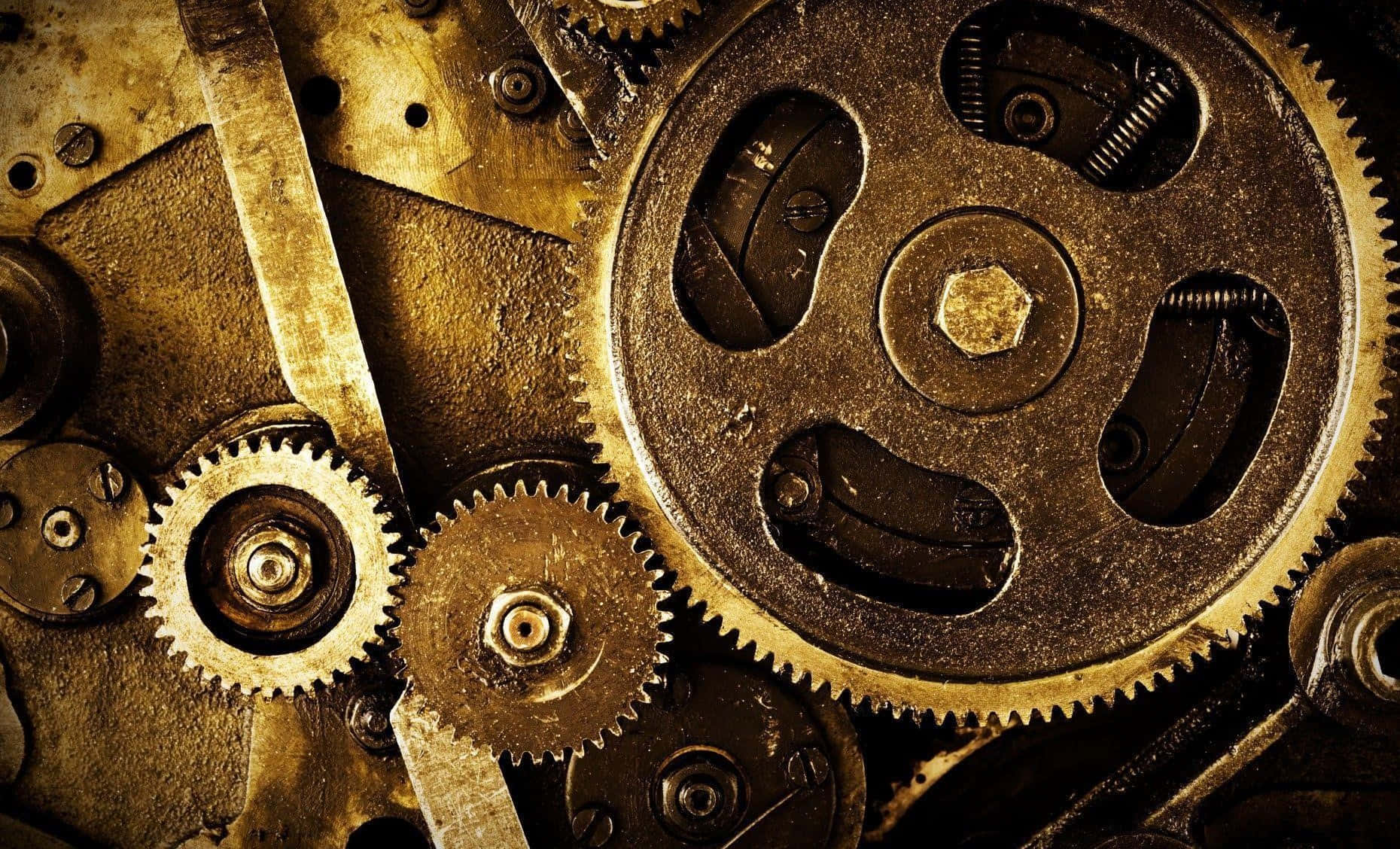 Vintage Mechanical Gears Texture Wallpaper