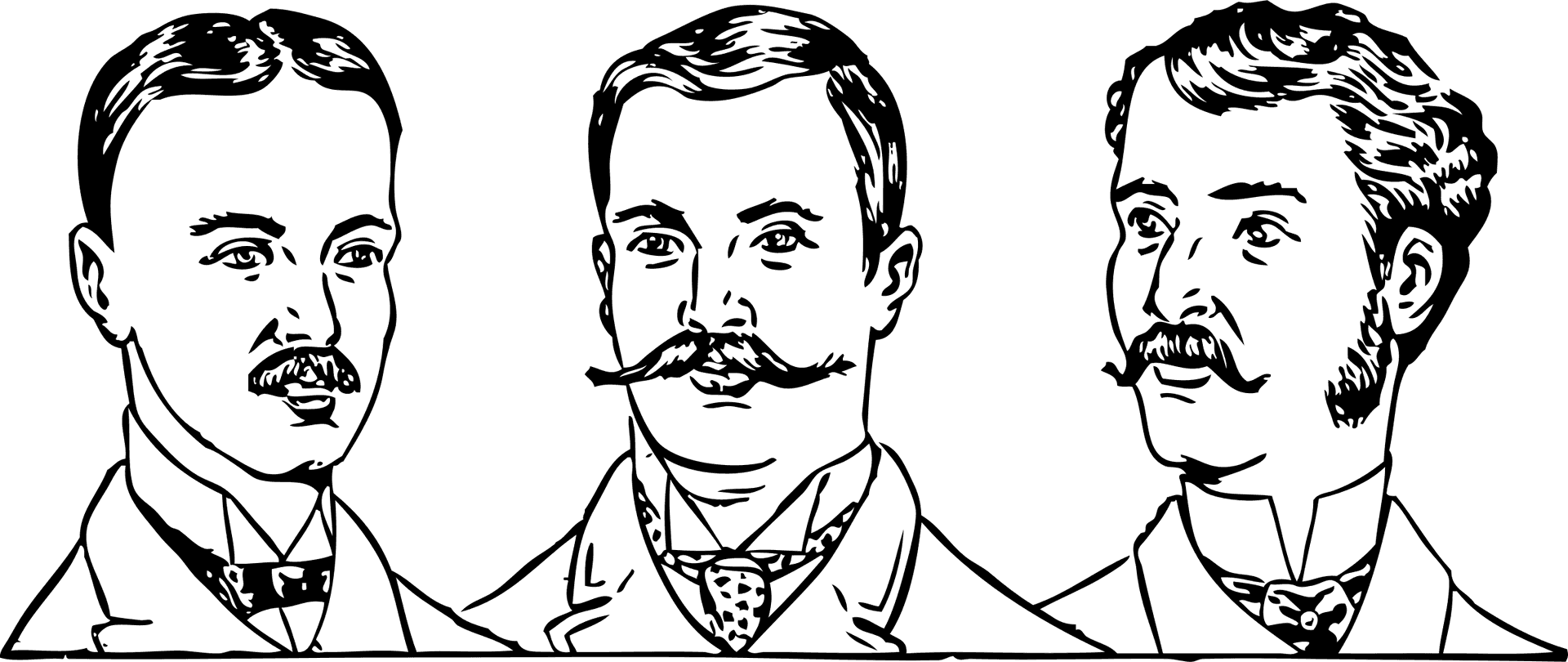 Vintage Mens Hairstylesand Mustaches PNG