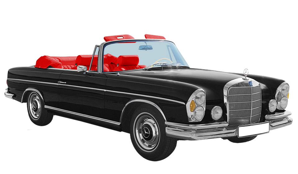 Vintage Mercedes Benz Convertible Red Interior PNG