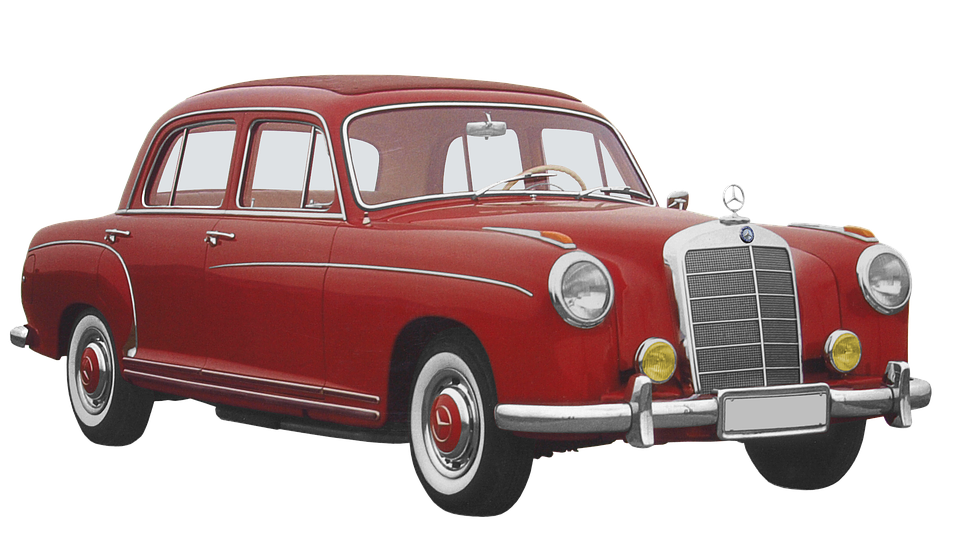 Vintage Mercedes Benz Red Sedan PNG